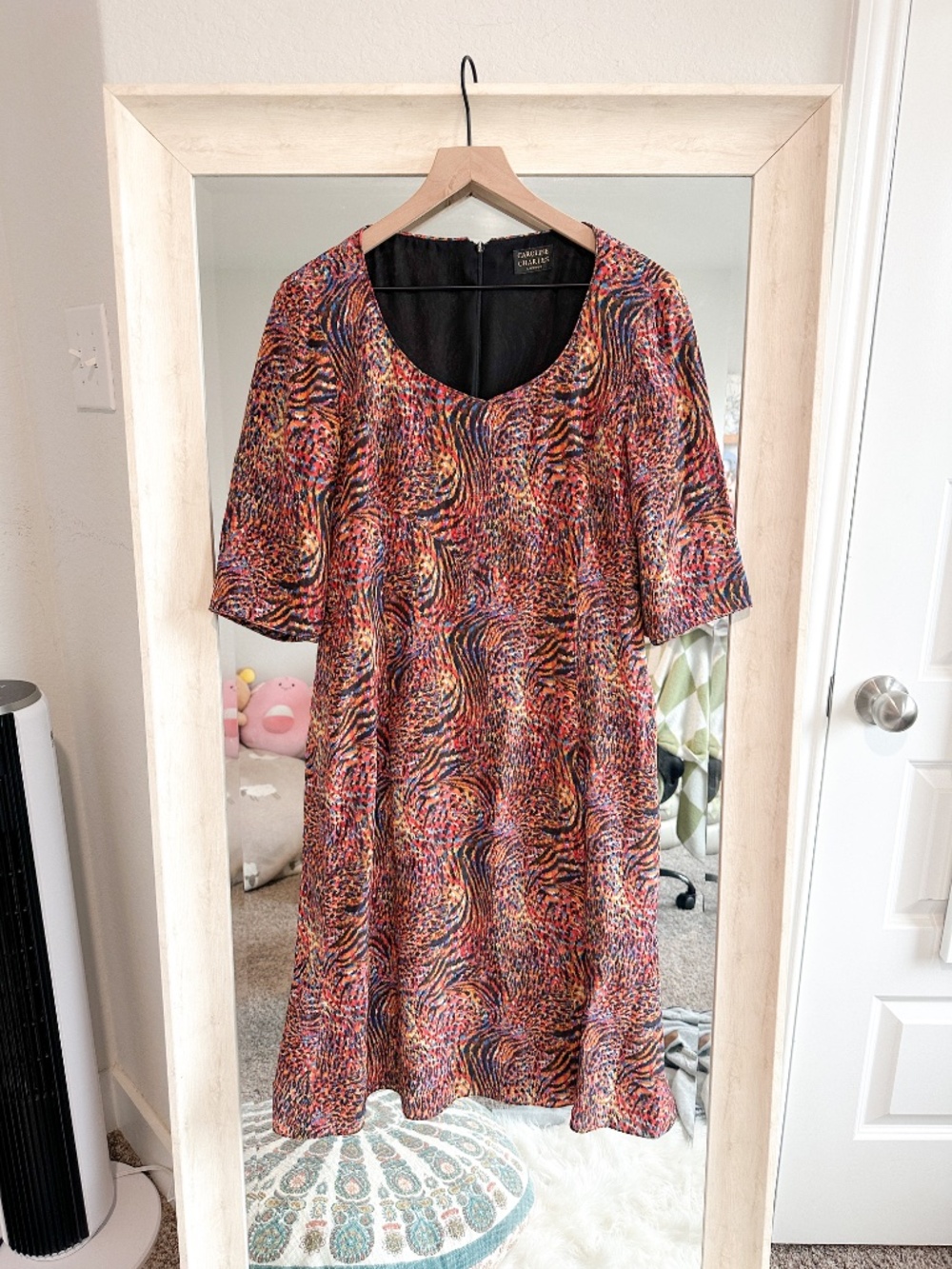 Caroline Charles London Abstract Print Silk-Blend Shift Dress Size US 8 / UK 12